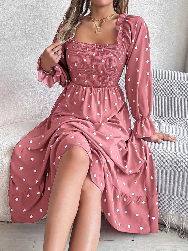 Polka Dot Flounce Sleeve Midi Dress 100100910600378 35 Gifts for Her Jerry's Apparel 