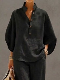 Full Size Button Detail 3/4 Sleeve Top and Pants Set Plus Size 100100971356241 54 Affordable Fashion Under $100 Jerry's Apparel 