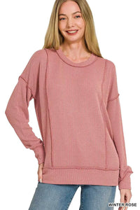 Zenana Corded Rib Long Sleeve Round Neck Top 100100116111141 23 Affordable Fashion Under $100 Jerry's Apparel 