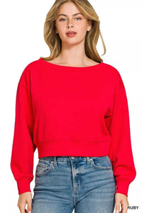 Zenana Scuba Cropped Boat Neck Pullover Sweatshirts 100100350141973 23 Affordable Fashion Under $100 Jerry's Apparel 