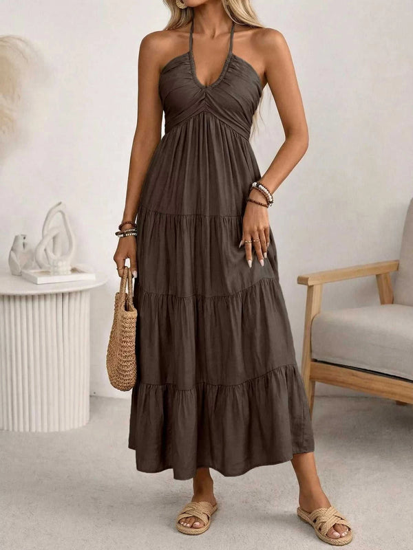 Halter Neck Tiered Midi Dress 100100171264186 44 Affordable Fashion Under $100 Jerry's Apparel 