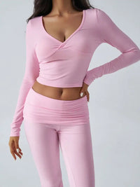 Devine Ruched Long Sleeve Top and Pants Set 100100100351065 35 Affordable Fashion Under $100 Jerry's Apparel 