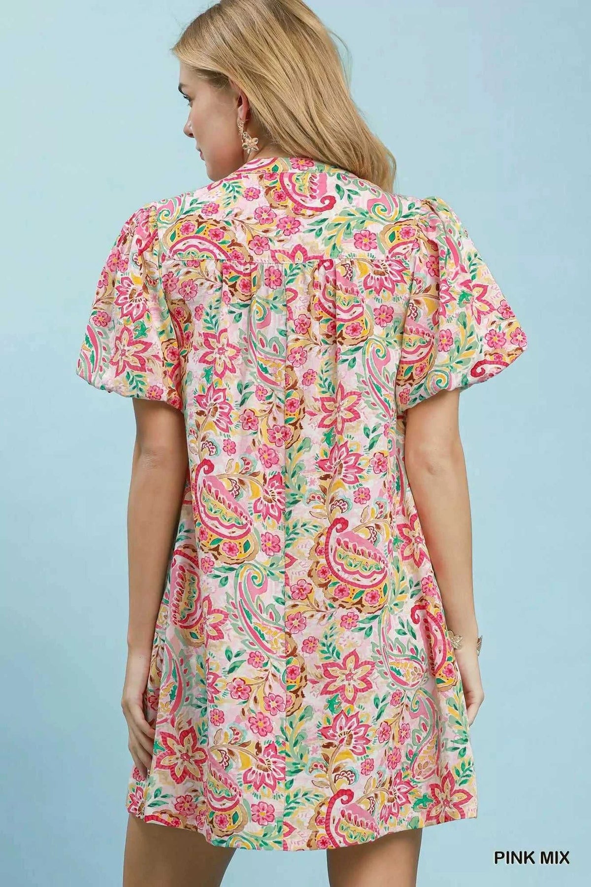 Umgee Paisley Floral Puff Sleeve Shift Dress 100100754521876 55 Gifts for Her Jerry's Apparel 