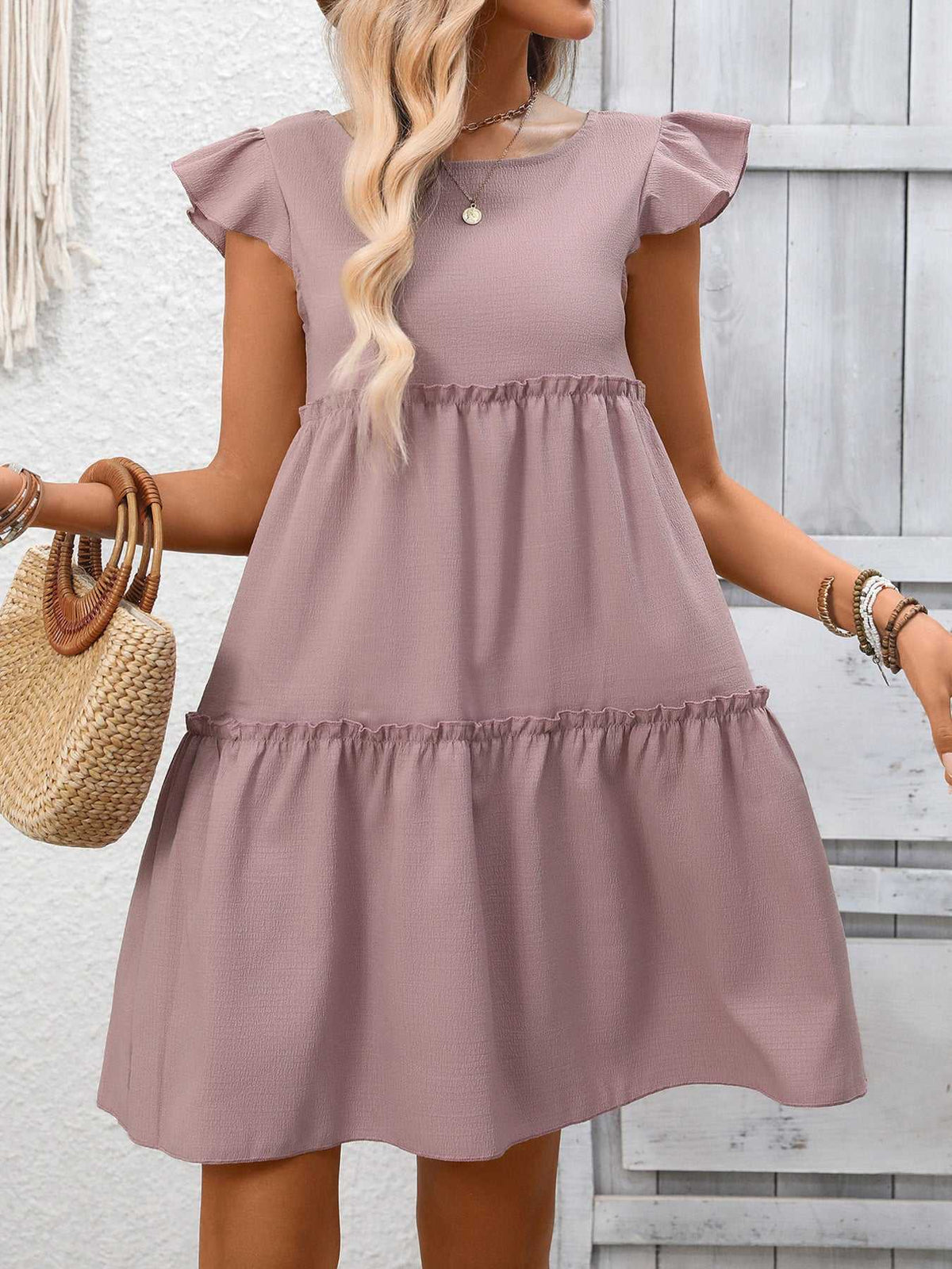 Ruffle Sleeve Tiered Mini Dress 100100406659839 28 Affordable Fashion Under $100 Jerry's Apparel 