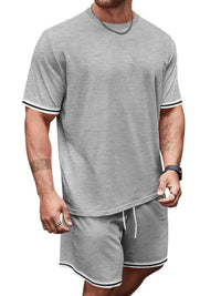 Men's Full Size Striped Short Sleeve Tee and Shorts Set Plus Size 100400468478831 33 Affordable Fashion Under $100 Jerry's Apparel 