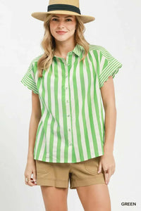 Umgee Striped Button Front Flutter Sleeve Top 100100938081753 49 Affordable Fashion Under $100 Jerry's Apparel 