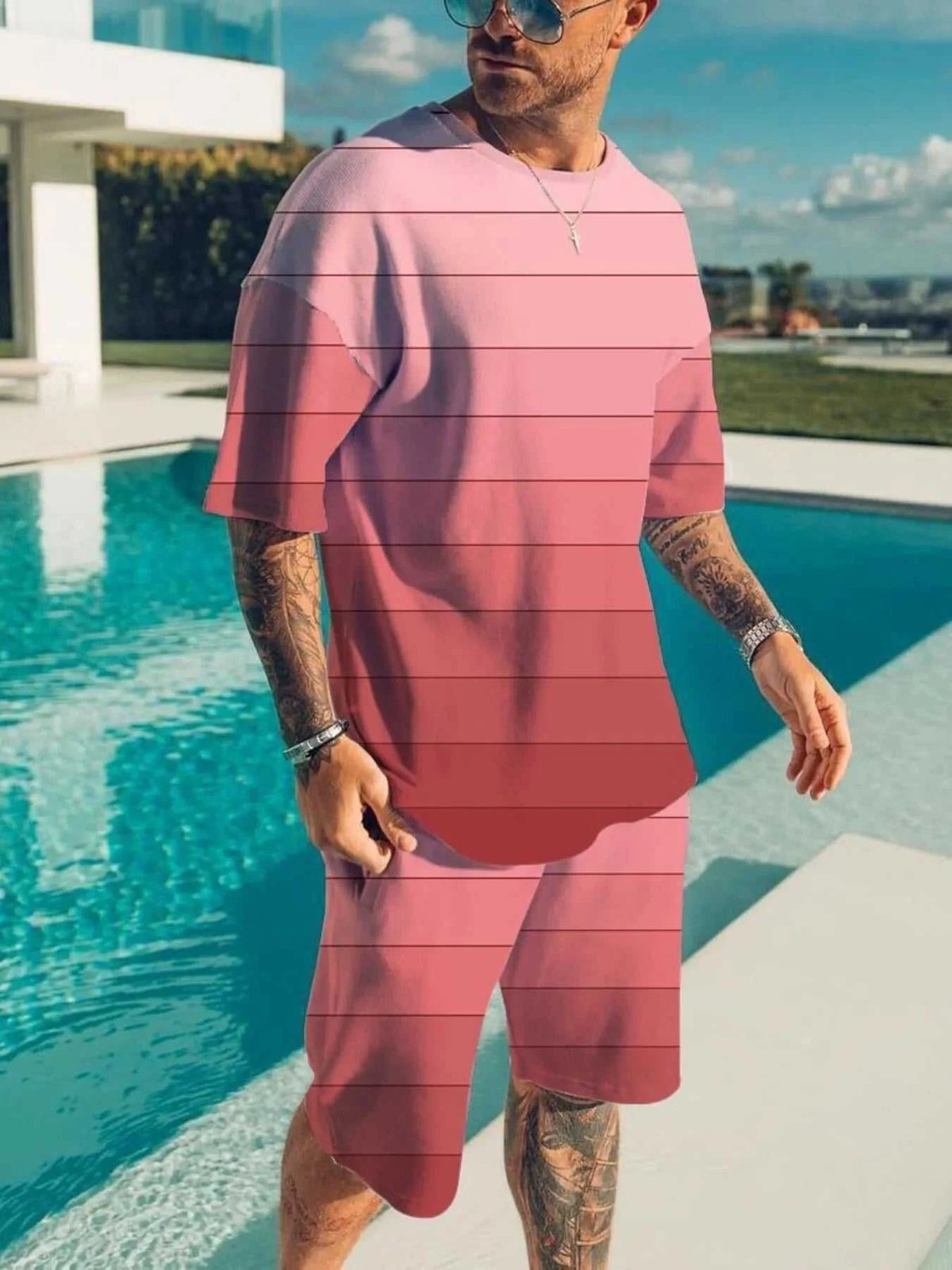 Men's Full Size Color Block Tee and Shorts Set Plus Size 100400665375415 29 Affordable Fashion Under $100 Jerry's Apparel 