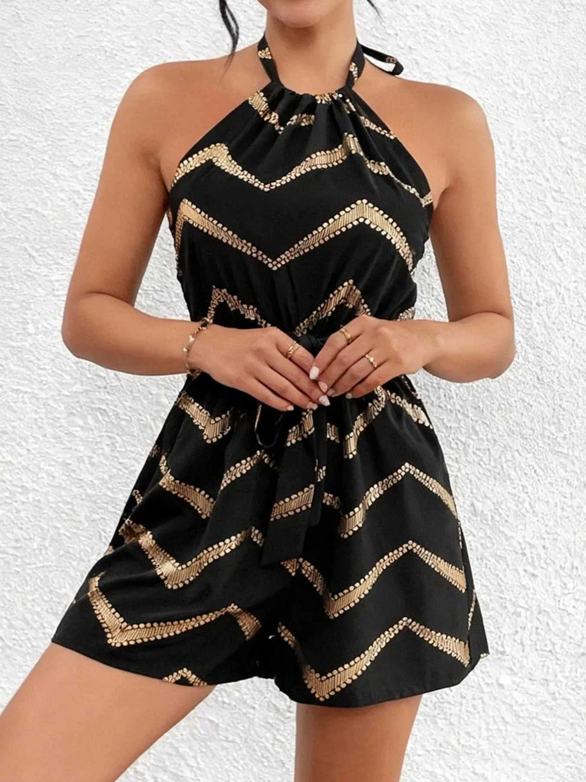 Chevron Halter Neck Romper 100100181015447 22 Affordable Fashion Under $100 Jerry's Apparel 
