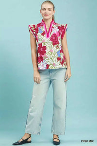 Umgee Bold Floral Flutter Sleeve Top 100100930731872 49 Affordable Fashion Under $100 Jerry's Apparel 