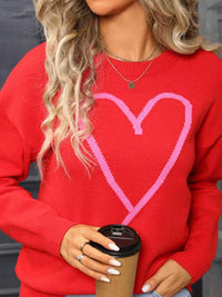 Valentine's Day Heart Graphic Dropped Shoulder Sweater 100100820549712 49 Affordable Fashion Under $100 Jerry's Apparel 