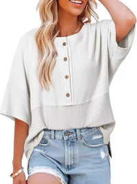 Button Detail Texture Knit T-Shirt 100100489140397 26 Affordable Fashion Under $100 Jerry's Apparel 