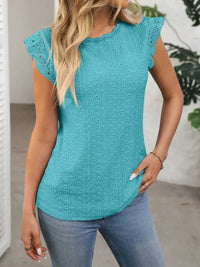 Lace Detail Round Neck Cap Sleeve Top 100100379894943 24 Affordable Fashion Under $100 Jerry's Apparel 