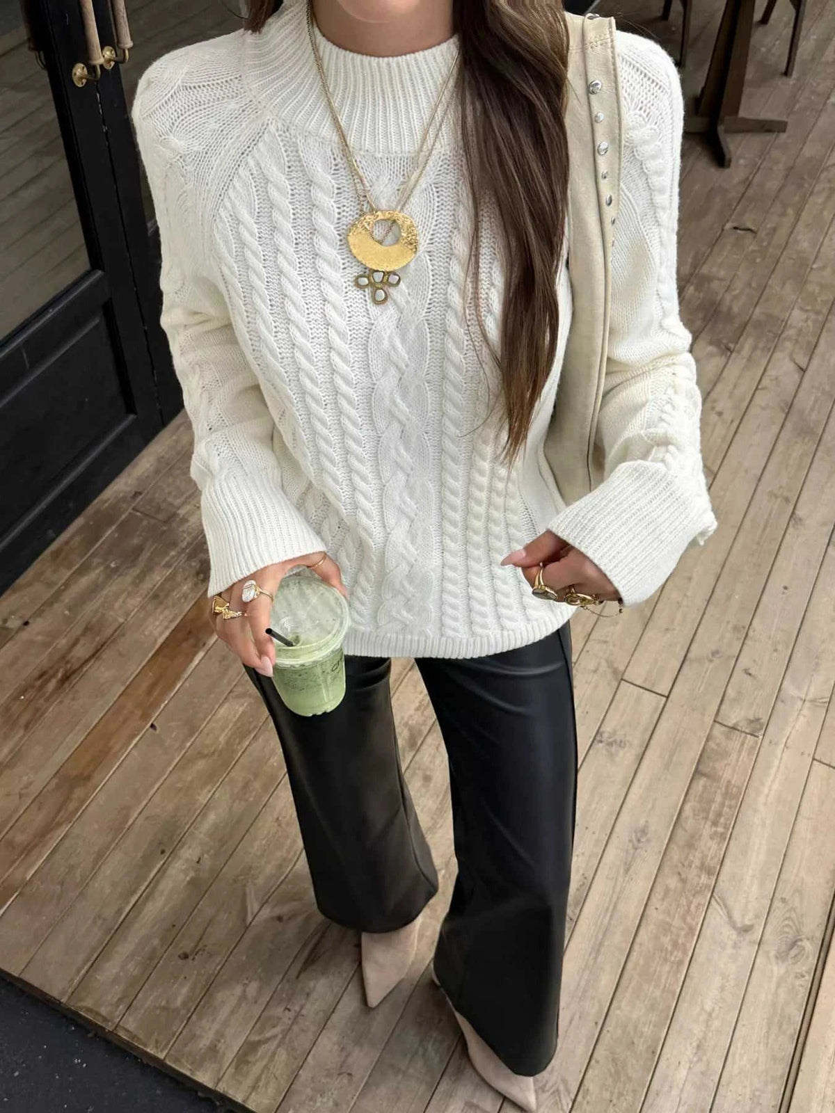 Mock Neck Cable-Knit Sweater 101002448539888 52 Affordable Fashion Under $100 Jerry's Apparel 