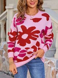 Floral Crew Neck Long Sleeve Sweater 100100117125367 47 Affordable Fashion Under $100 Jerry's Apparel 