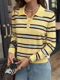 Striped Polo Collar Knit Top 101001605088991 64 Affordable Fashion Under $100 Jerry's Apparel 