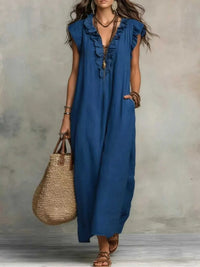 Ruffled V-Neck Maxi Dress 100100710285822 31 Affordable Fashion Under $100 Jerry's Apparel 