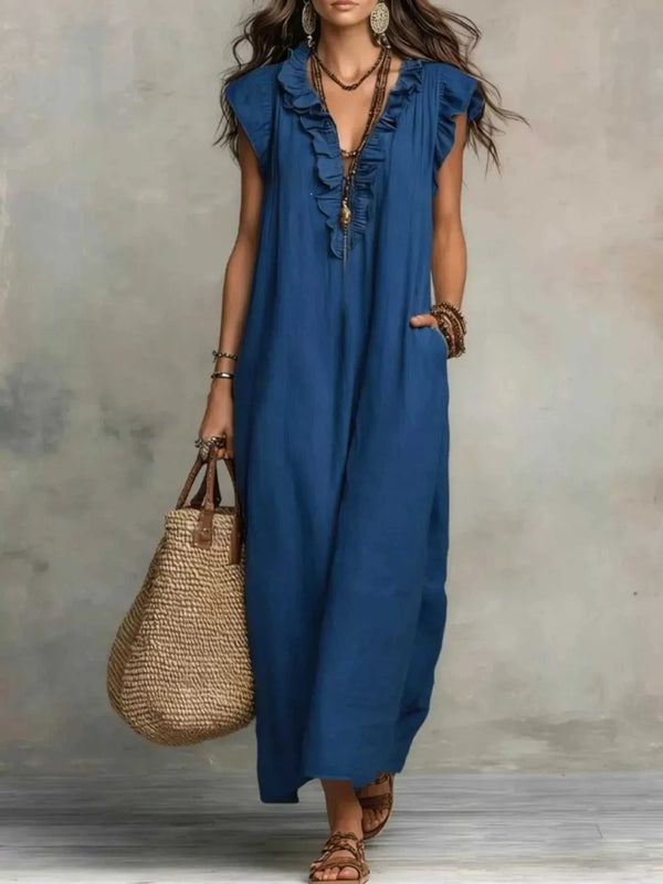 Ruffled V-Neck Maxi Dress 100100710285822 31 Affordable Fashion Under $100 Jerry's Apparel 