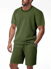 Men's Full Size Textured Round Neck Top and Shorts Set Plus SIze 100400215692578 39 Affordable Fashion Under $100 Jerry's Apparel 
