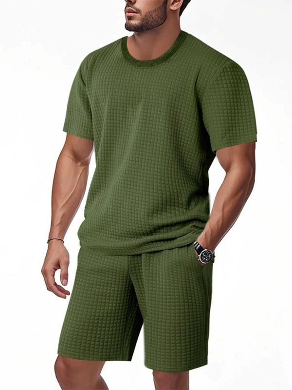 Men's Full Size Textured Round Neck Top and Shorts Set Plus SIze 100400215692578 39 Affordable Fashion Under $100 Jerry's Apparel 
