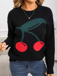 Cherry Round Neck Sweater 100100439201437 48 Affordable Fashion Under $100 Jerry's Apparel 