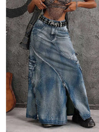High-Waisted Denim Maxi Skirt with Zipper Slit 101003163311777 55 Affordable Fashion Under $100 Jerry's Apparel 