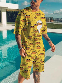 Men's Full Size Printed Short Sleeve Tee and Shorts Plus Size 100400708673466 25 Affordable Fashion Under $100 Jerry's Apparel 