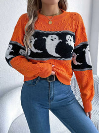Halloween Ghost Pattern Textured Sweater 101002208811707 37 Affordable Fashion Under $100 Jerry's Apparel 