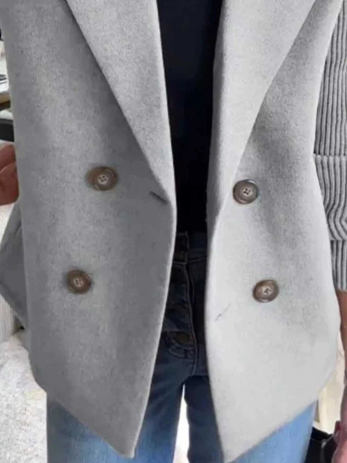 Full Size Knitted Sleeve Wool Blend Double-Breasted Blazer Plus Size 100100695520527 42 Affordable Fashion Under $100 Jerry's Apparel 