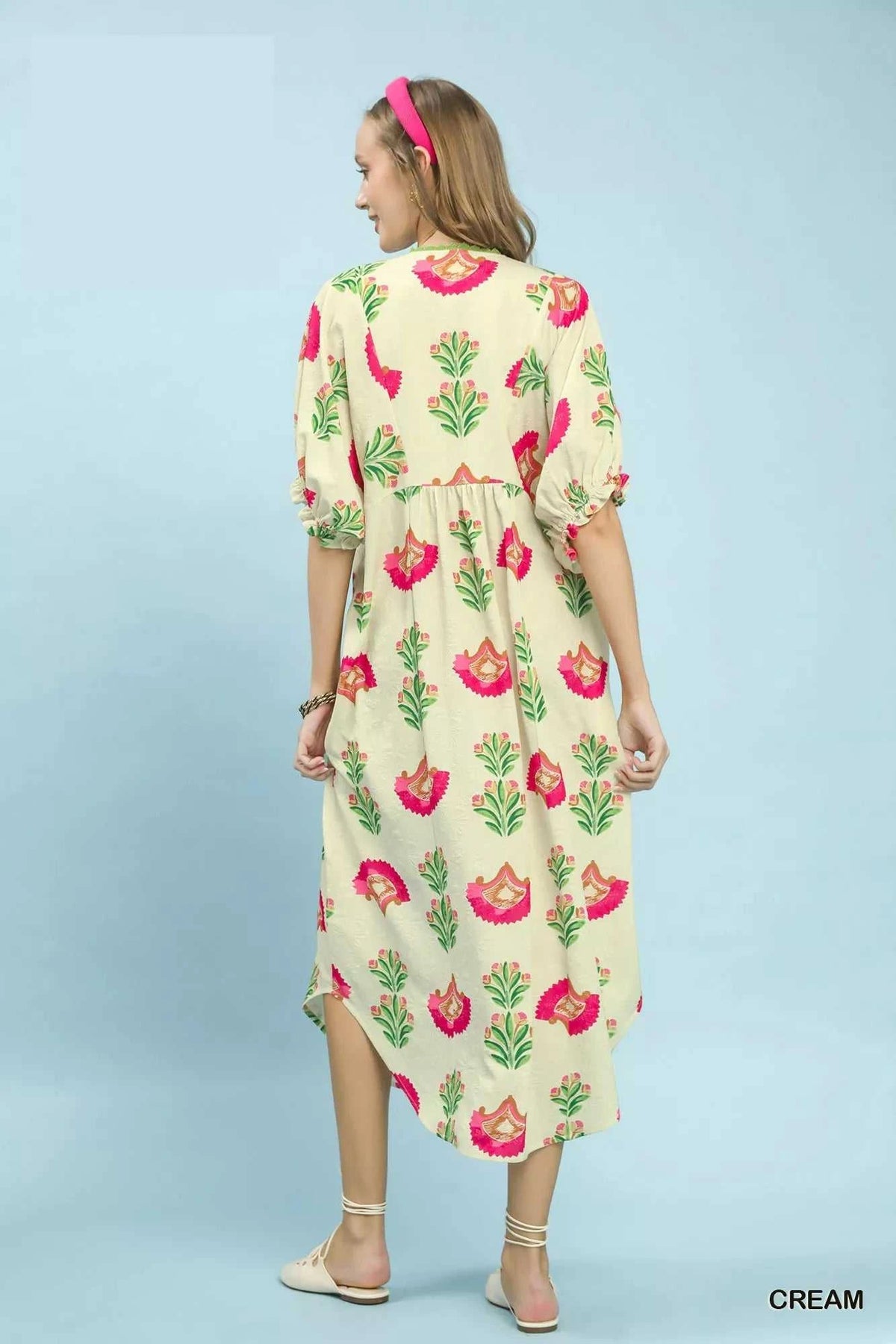 Umgee Abstract Print V-Neck Midi Dress 100100351191094 66 Affordable Fashion Under $100 Jerry's Apparel 