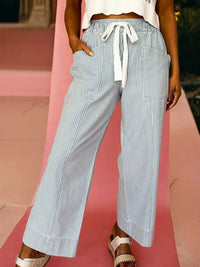Stripe Mid Rise Drawstring Waist Jeans 100100698319800 58 Affordable Fashion Under $100 Jerry's Apparel 