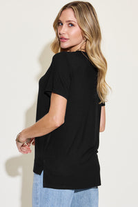 Full Size V-Neck High-Low T-Shirt