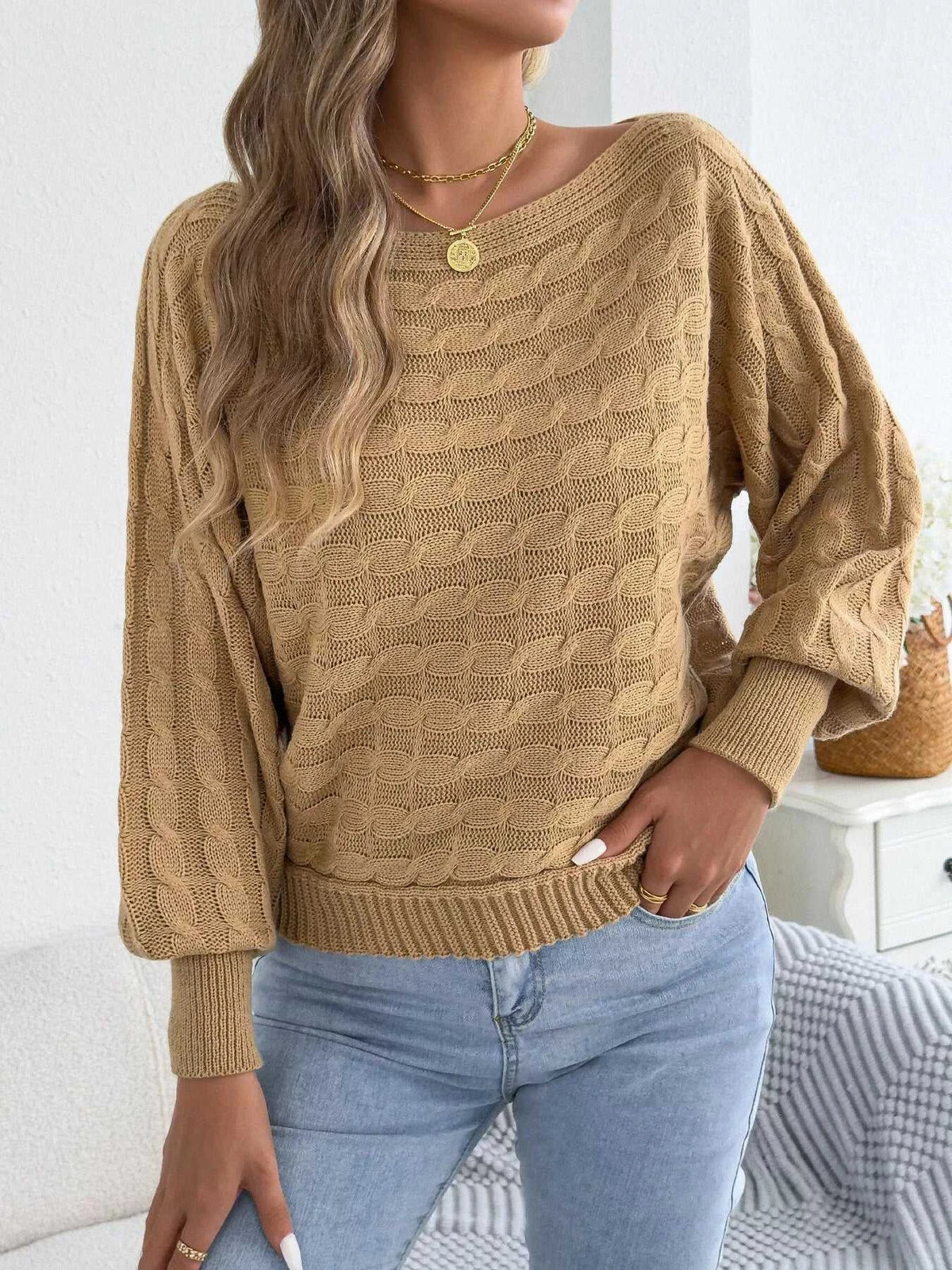 Cable Knit Boat Neck Sweater 101002602212115 36 Affordable Fashion Under $100 Jerry's Apparel 