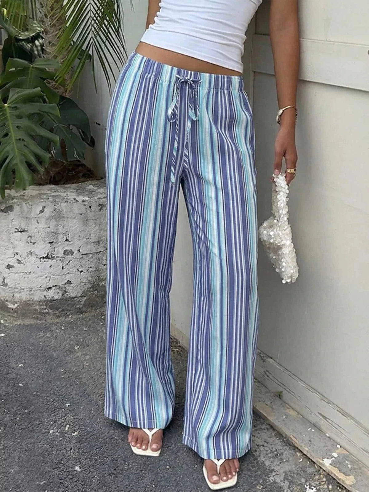 Striped Wide-Leg Pants 100100099100947 36 Seasonal Fashion Collections Jerry's Apparel 