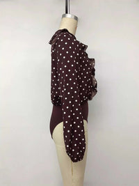 Polka Dot Ruffled V-Neck Bodysuit 101001651705391 32 Affordable Fashion Under $100 Jerry's Apparel 