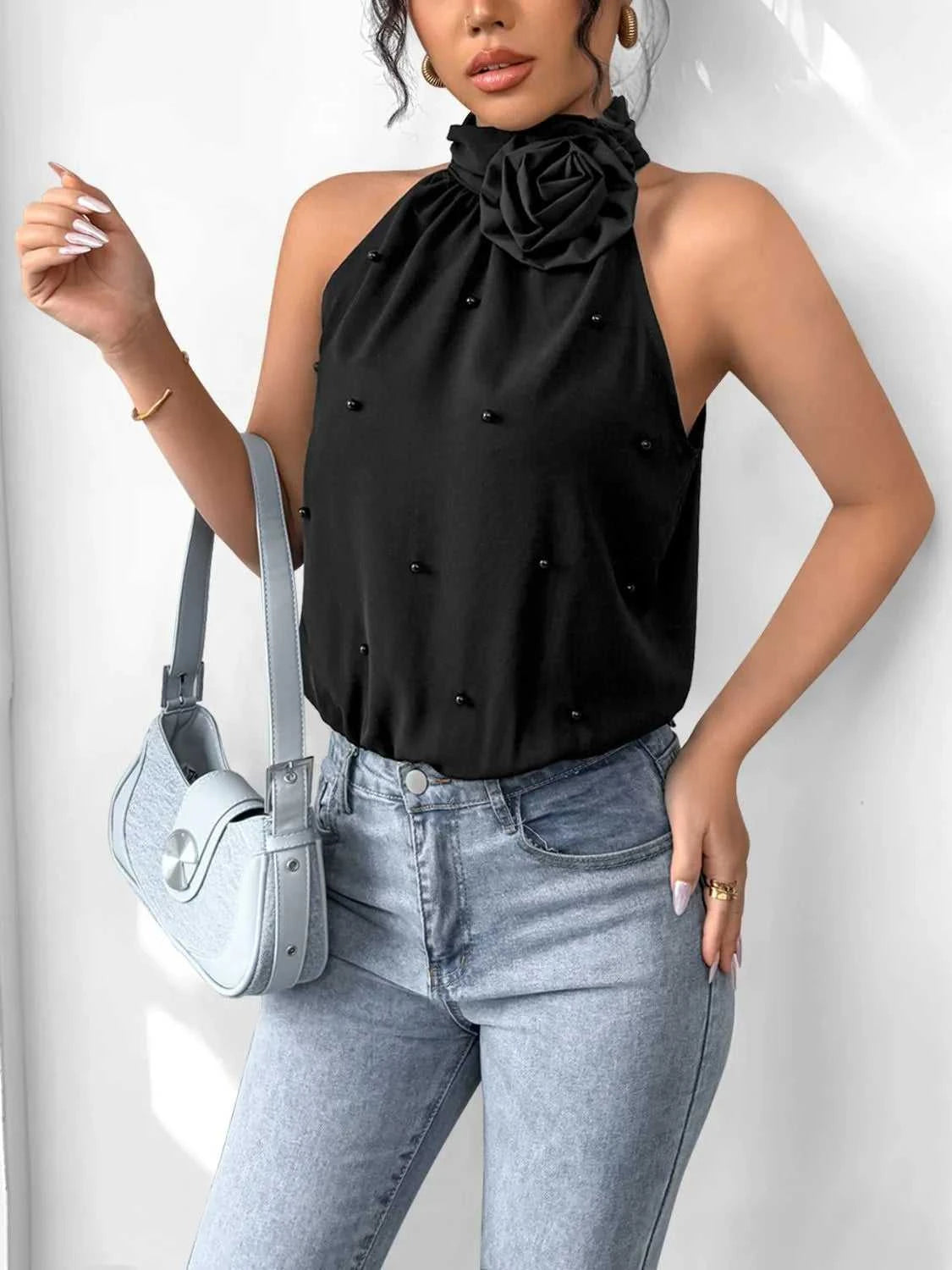 3D Flower Grecian Neck Bodysuit 100100320791100 25 Affordable Fashion Under $100 Jerry's Apparel 