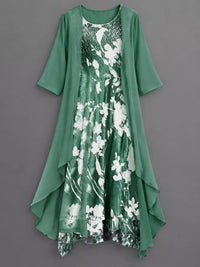 Full Size Floral Print Midi Dress and Chiffon Cardigan Set Plus Size 101001950650233 50 Affordable Fashion Under $100 Jerry's Apparel 
