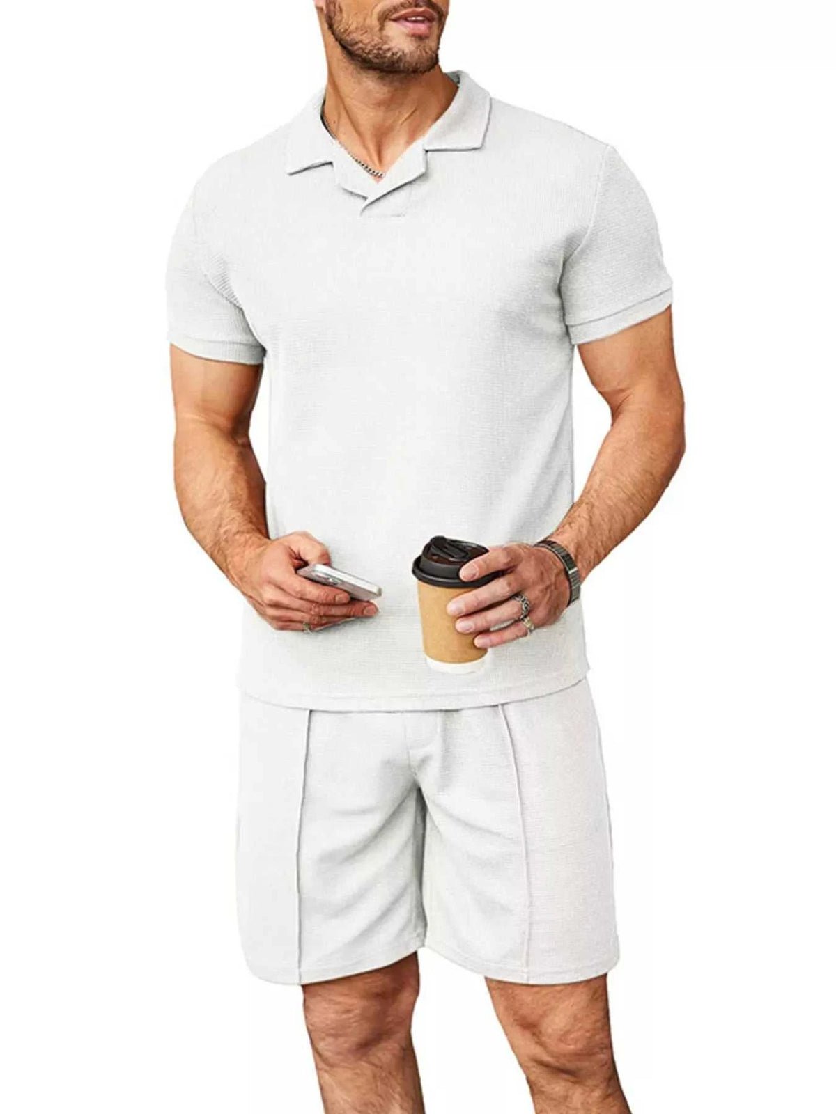 Men's Full Size Casual Short Sleeve Polo and Shorts Set Plus Size 100400558917074 34 Affordable Fashion Under $100 Jerry's Apparel 