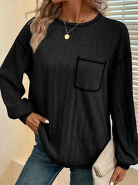 Mandy Contrast Stitching Round Neck Long Sleeve T-Shirt 100100832611725 32 Affordable Fashion Under $100 Jerry's Apparel 