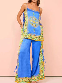 Floral Side Tied Cami and Pants Set