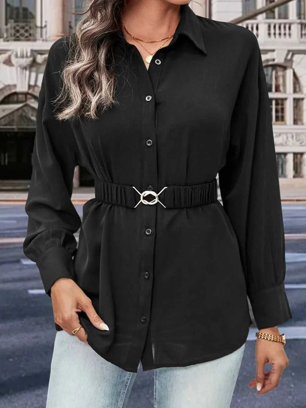 Perfee Collared Neck Button Down Long Sleeve Shirt 100100850271002 41 Affordable Fashion Under $100 Jerry's Apparel 
