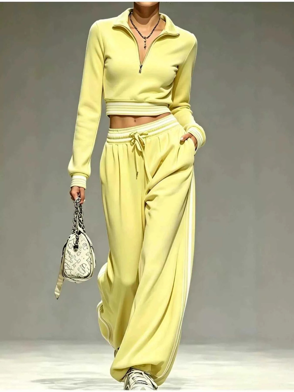 Full Size Half Zip Cropped Top and Pants Set Plus Size 101001454069686 52 Affordable Fashion Under $100 Jerry's Apparel 