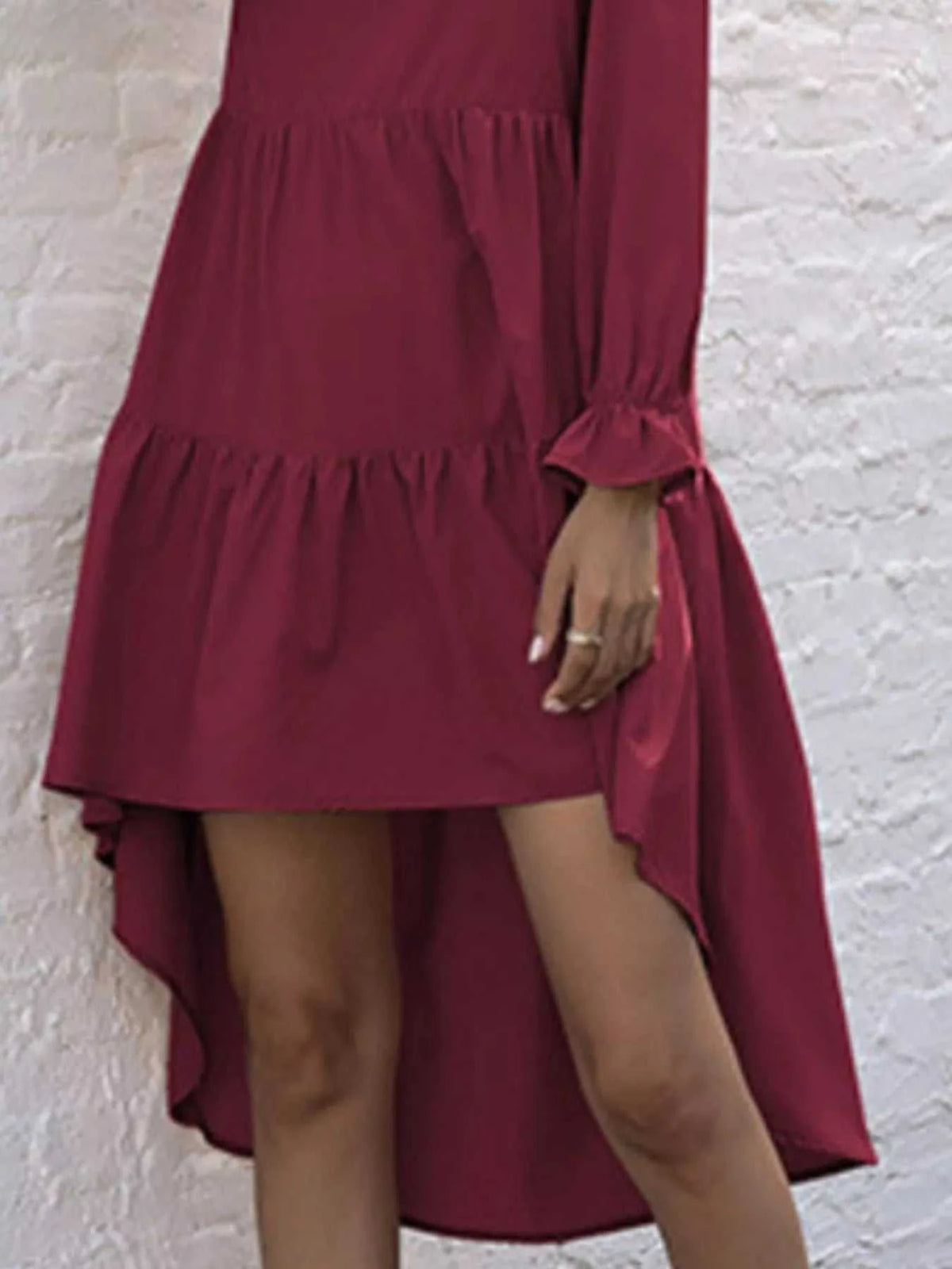 High-Low Flounce Sleeve Dress 100100575256203 31 Affordable Fashion Under $100 Jerry's Apparel 