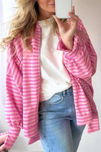 Stripe Striped Zip-up Open Front Loose Fit Regular Length Hoodie 100100494869420 56 Affordable Fashion Under $100 Jerry's Apparel 