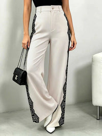 Lace Detail Wide Leg Pants 100100203986473 32 Jerry's Apparel 