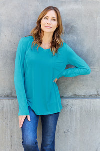 Full Size V-Neck Long Sleeve Top