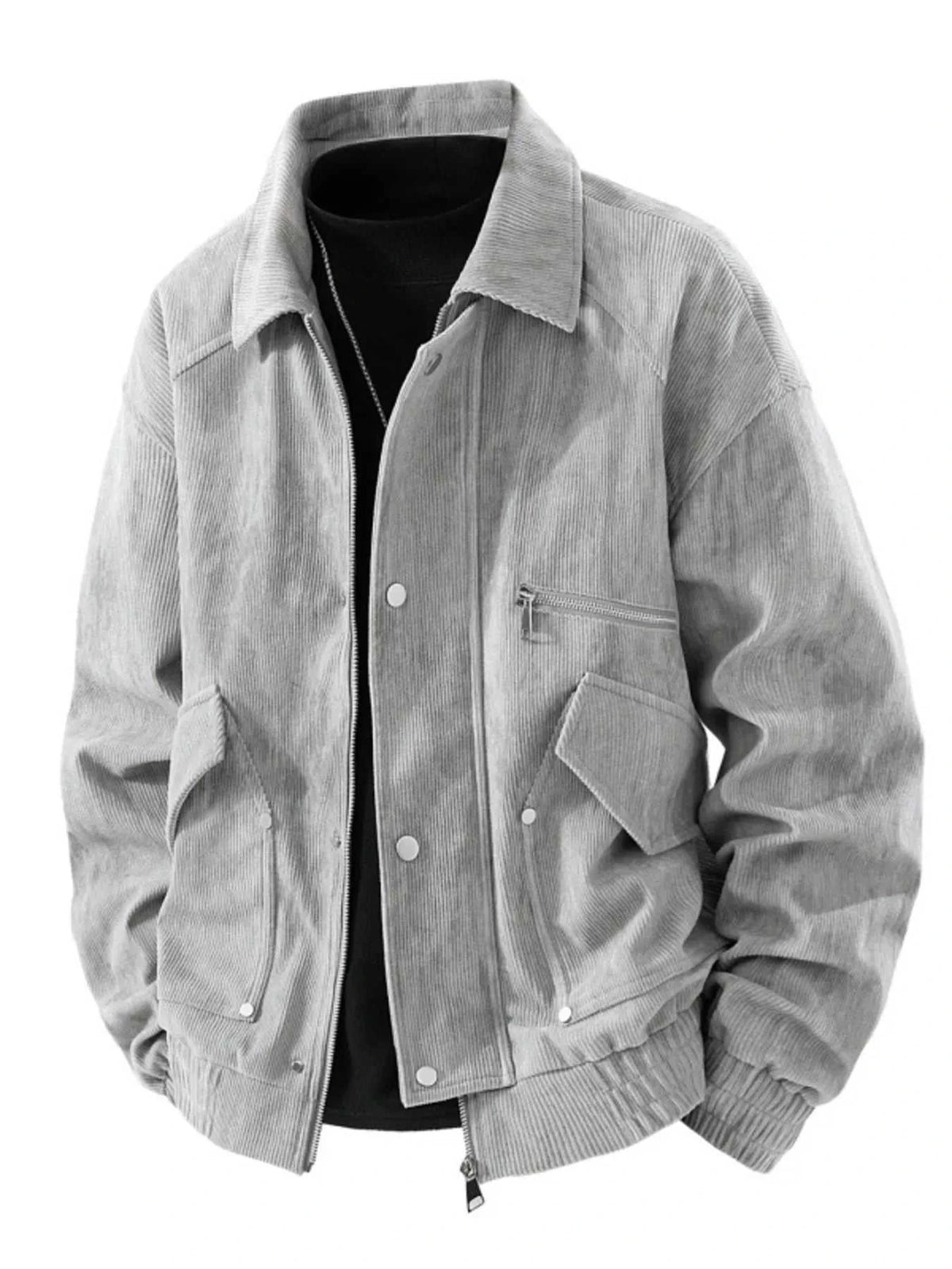 Men's Plus Size Casual Corduroy Snap-Down Jacket 100400200786678 79 Affordable Fashion Under $100 Jerry's Apparel 