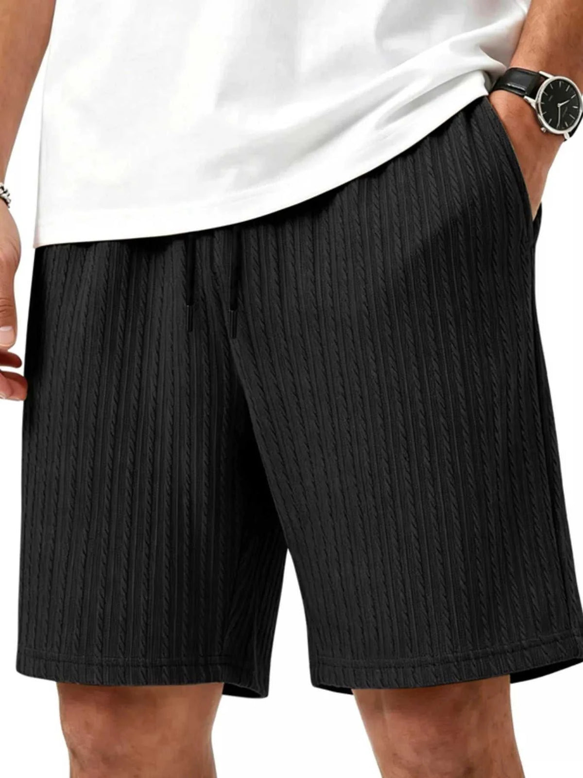 Men's Full Size Casual Texture Drawstring Shorts Plus Size 104001974250005 33 Affordable Fashion Under $100 Jerry's Apparel 