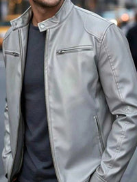 Men's Full Size Faux Leather Bomber Jacket with Zipper Pockets Plus Size 100400798610122 70 Affordable Fashion Under $100 Jerry's Apparel 