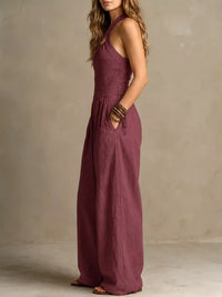 Full Size Halter Neck Wide-Leg Jumpsuit Plus Size 101001857800379 54 Affordable Fashion Under $100 Jerry's Apparel 