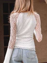 Sheer Lace Long Sleeve Slim Henley Top 100100913618351 35 Affordable Fashion Under $100 Jerry's Apparel 
